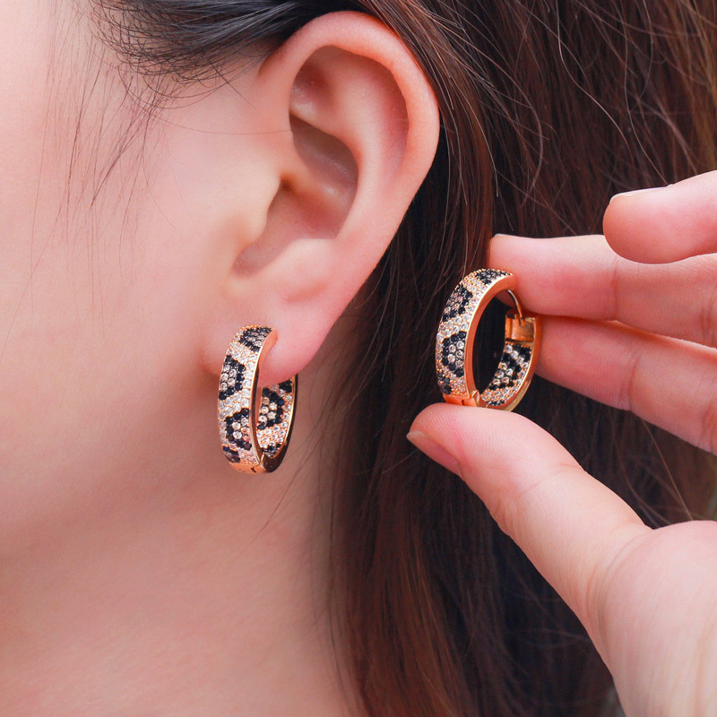 Sotiya Leopard Print Design Hoop Earrings-Sotiya