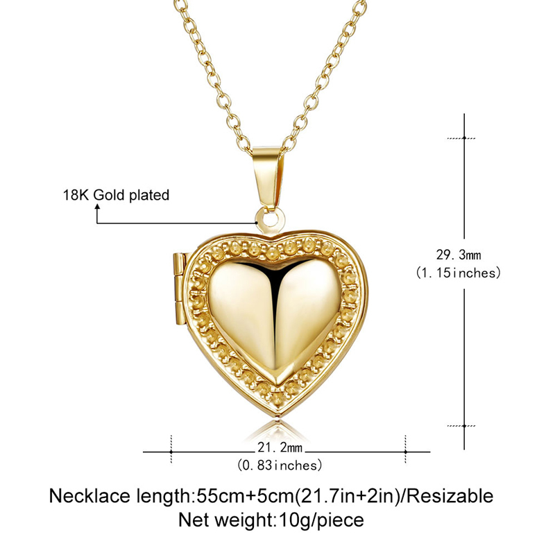 Sotiya Heart Shape Personalized Photo Locket Necklace Stainless Steel-Sotiya