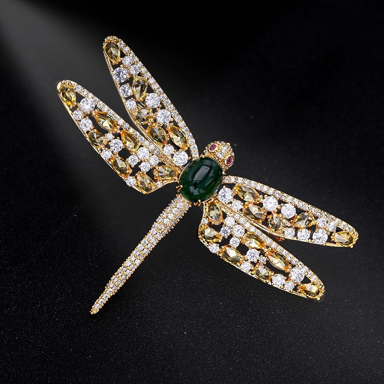 Sotiya Multi Colored Dragonfly Jadeite Brooch-Sotiya