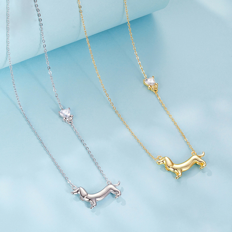 Sotiya Cute Dachshund Dog Necklace Sterling Silver-Sotiya