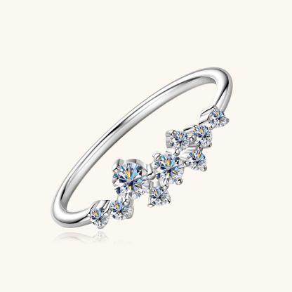 Sotiya Cluster Round Cut Moissanite Stackable Ring Sterling Silver-Sotiya