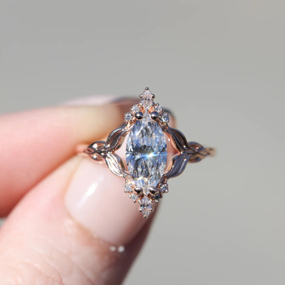 Sotiya Marquise Cut Mermaid Tail Engagement Ring Sterling Silver-Sotiya