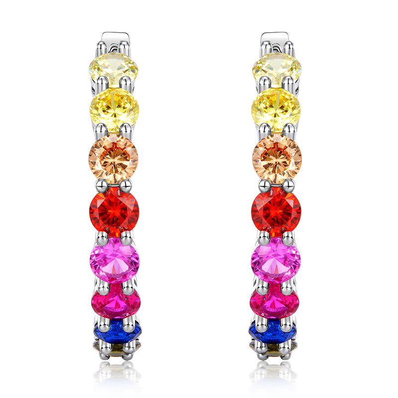 Sotiya Multi Color Rainbow Hoop Earrings Sterling Silver-Sotiya