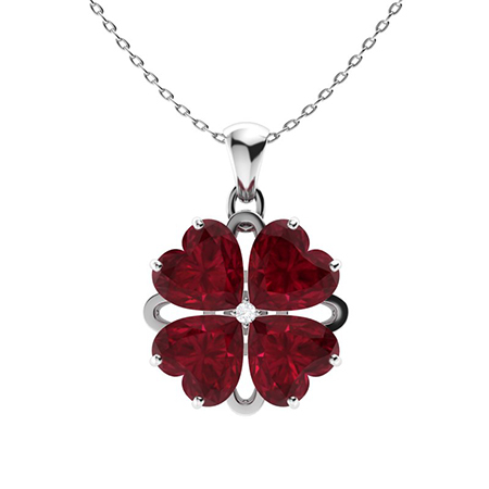 Sotiya Customizable 12 Birthstones Four Leaf Clover Flower Heart Cut Necklace Sterling Silver-Sotiya