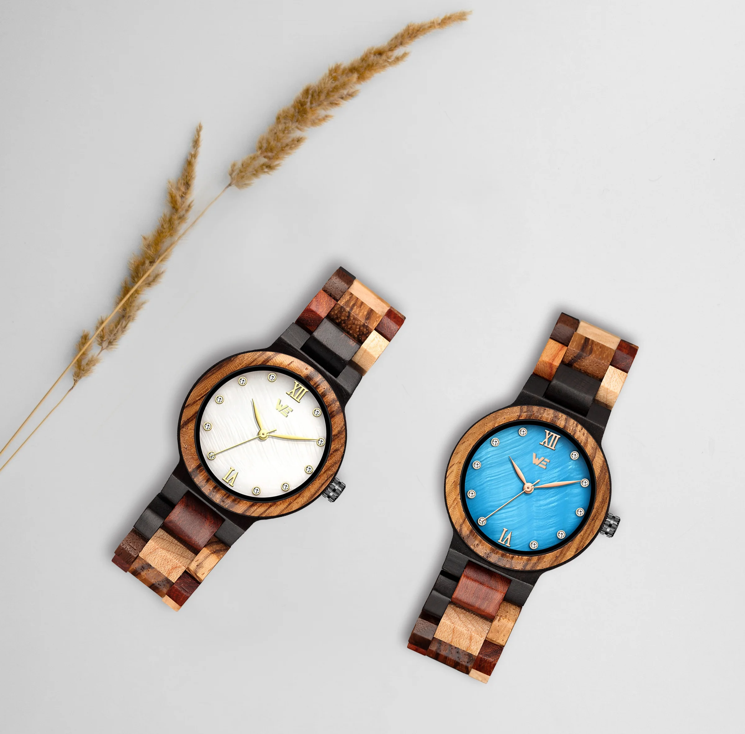 Sotiya Mother of Pearl Dial Coffee Wooden Watch-Sotiya