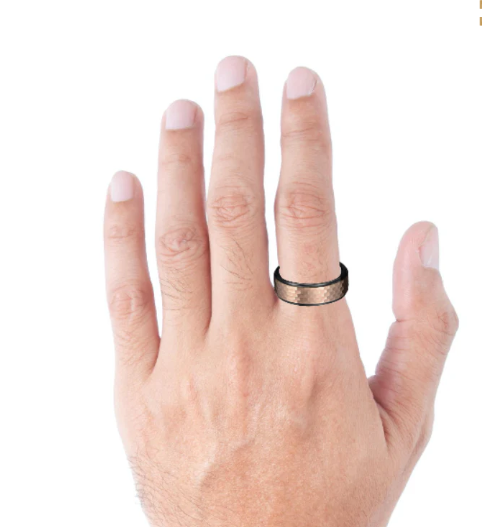 Sotiya Tungsten Coffee Brown Two Tone Hammered Design Black Plated Men's Wedding Ring-Sotiya