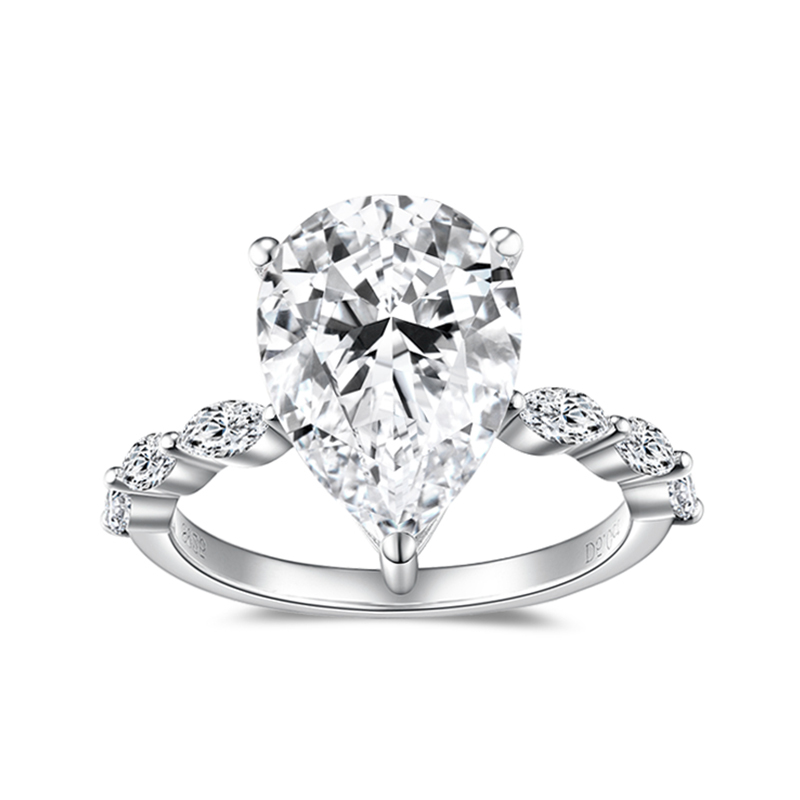 Sotiya Side Stones Pear Cut Moissanite Engagement Ring Sterling Silver-Sotiya