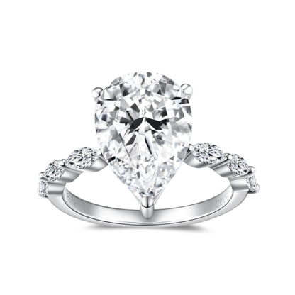 Sotiya Side Stones Pear Cut Moissanite Engagement Ring Sterling Silver-Sotiya