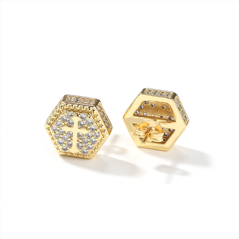 Sotiya Cross Design Faith Men's Stud Earrings-Sotiya