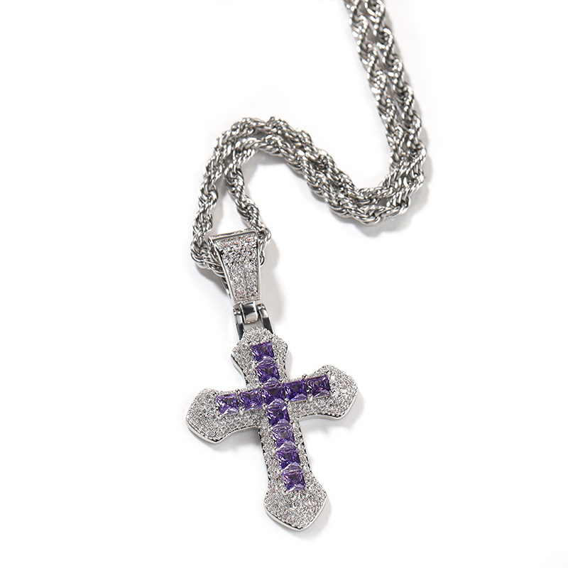 Sotiya Cross Design Faith Radiant Cut Men's Necklace-Sotiya