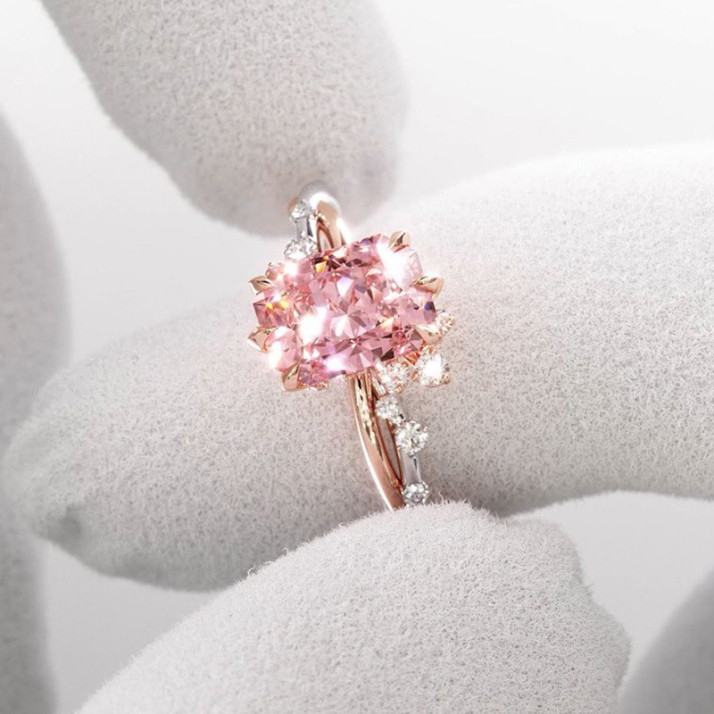 Sotiya Two Tone Twist Radiant Cut Engagement Ring Sterling Silver-Sotiya