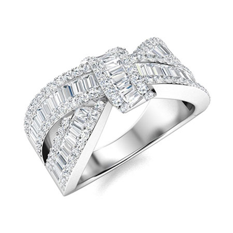 Sotiya Knot Design Emerald Cut Women's Wedding Ring Sterling Silver-Sotiya