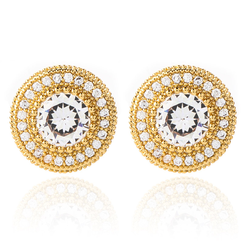 Sotiya Halo Round Cut Men's Stud Earrings-Sotiya