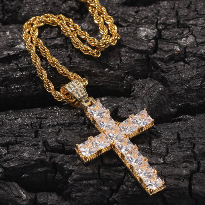 Sotiya Radiant Cut Cross Design Faith Men's Necklace-Sotiya
