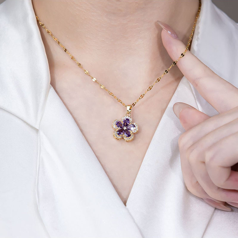 Sotiya Pear Cut Flower Halo Necklace-Sotiya