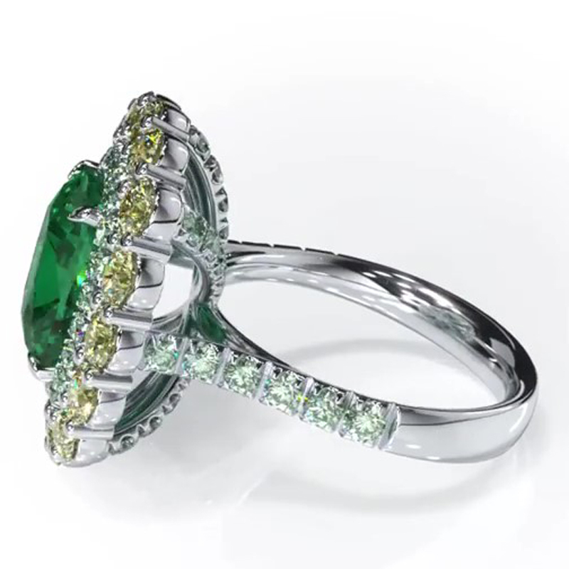 Sotiya Cathedral Double Halo Cushion Cut Engagement Ring Sterling Silver-Sotiya