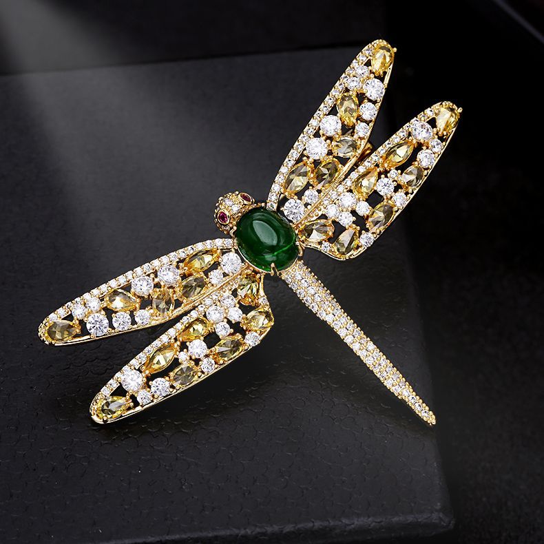 Sotiya Multi Colored Dragonfly Jadeite Brooch-Sotiya