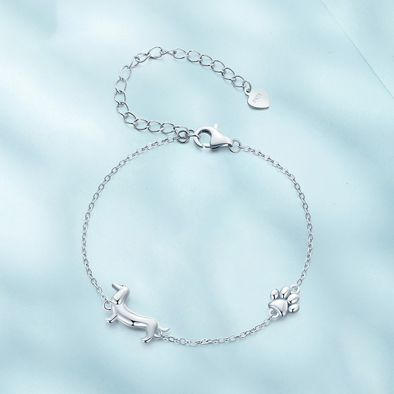 Sotiya Cute Dachshund Dog Paw Bracelet Sterling Silver-Sotiya