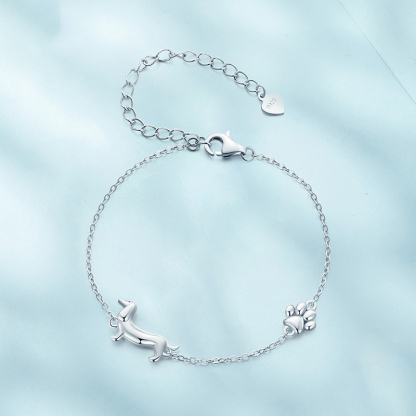 Sotiya Cute Dachshund Dog Paw Bracelet Sterling Silver-Sotiya