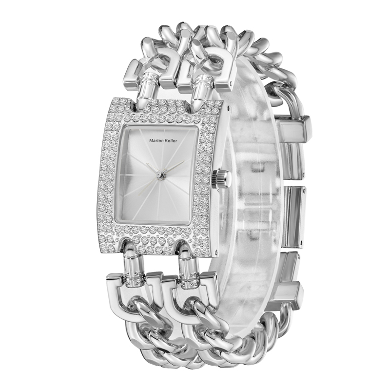 Sotiya Square Dial Quartz Movement Gold Watch with Chain Link Strap-Sotiya