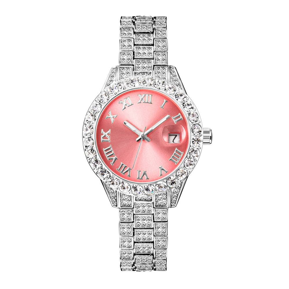 Sotiya Pink Dial Roman Numeral Waterproof Quartz Luminous Watch-Sotiya