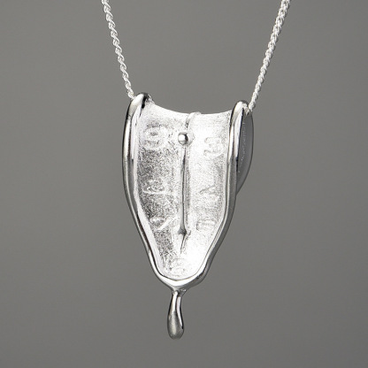 Sotiya Artist Collection Famous Painting The Persistence of Memory Timepiece Inspired Necklace Sterling Silver-Sotiya