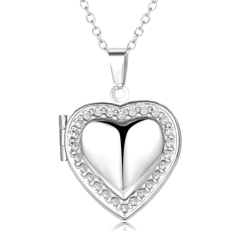 Sotiya Heart Shape Personalized Photo Locket Necklace Stainless Steel-Sotiya