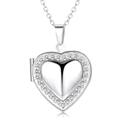 Sotiya Heart Shape Personalized Photo Locket Necklace Stainless Steel-Sotiya