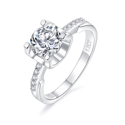 Sotiya Round Cut Moissanite Cow Head Engagement Ring Sterling Silver-Sotiya
