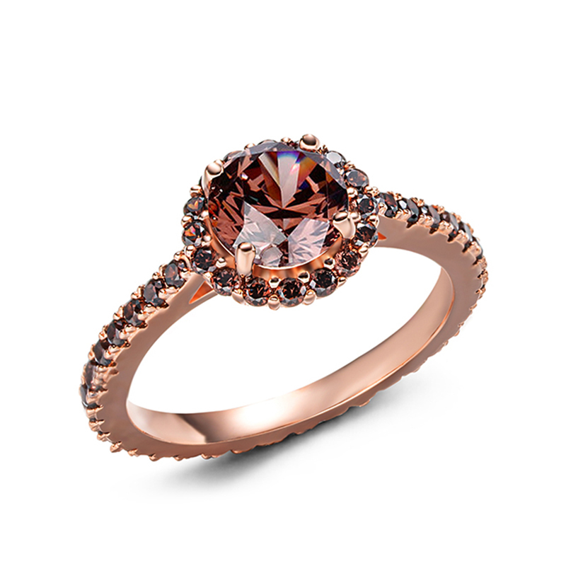 Sotiya Cathedral Halo Round Cut Coffee Engagement Ring Sterling Silver