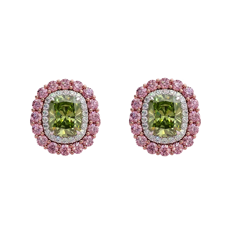 Sotiya Double Halo Cushion Cut Stud Earrings Sterling Silver-Sotiya