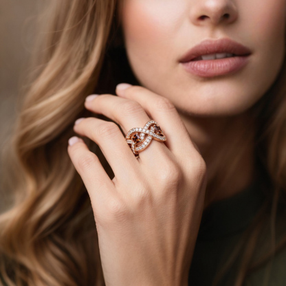 Sotiya Intertwined Infinity Knot Cushion Cut Coffee Women's Wedding Ring Sterling Silver-Sotiya