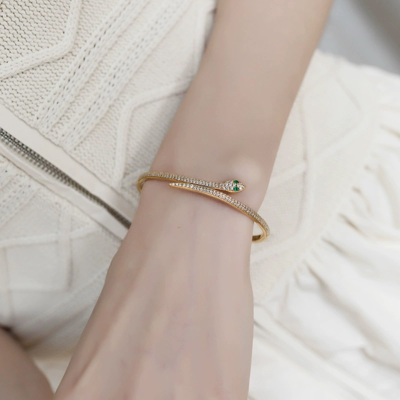 Sotiya Snake Open Bracelet Sterling Silver-Sotiya