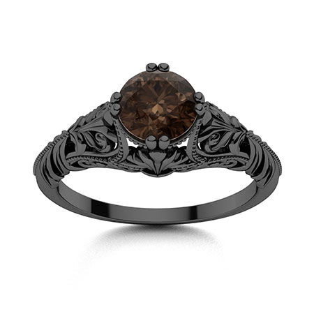 Sotiya Vintage Solitaire Coffee Round Cut Engagement Ring Sterling Silver