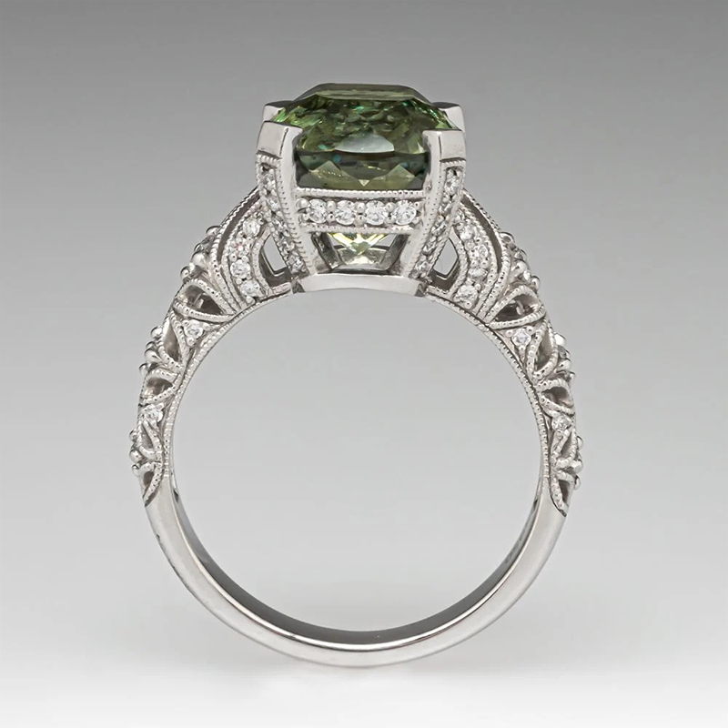 Sotiya Vintage Milgrain Cushion Cut Engagement Ring Sterling Silver-Sotiya