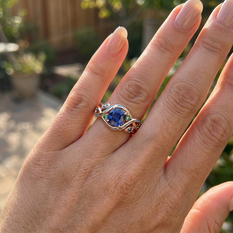 Sotiya Fluorescence Twist Cushion Cut Engagement Ring Sterling Silver-Sotiya