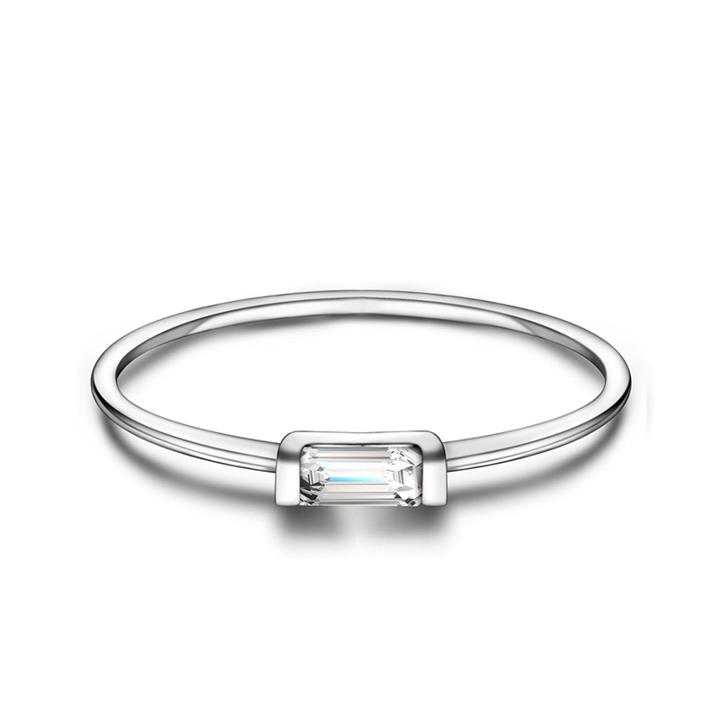 Sotiya 12 Birthstones Emerald Cut Stackable Ring Sterling Silver-Sotiya