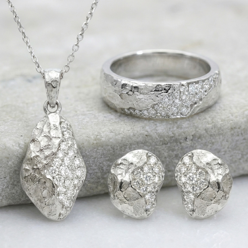 Sotiya Vintage Matte Finish Irregular Shape Jewelry Set Sterling Silver-Sotiya