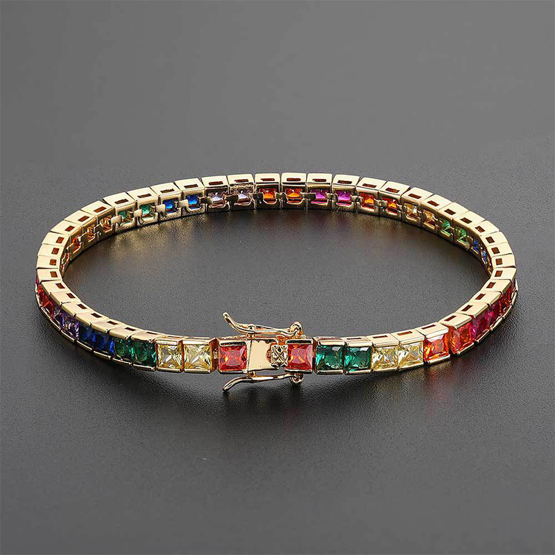 Sotiya Multi Colored Rainbow Radiant Cut Tennis Bracelet-Sotiya