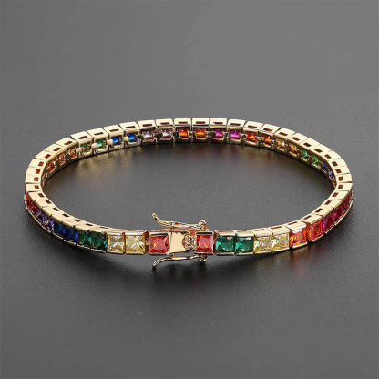 Sotiya Multi Colored Rainbow Radiant Cut Tennis Bracelet-Sotiya