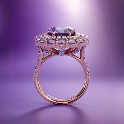 Sotiya Cathedral Double Halo Amethyst Purple Asscher Cut Engagement Ring Sterling Silver-Sotiya