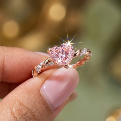 Sotiya Twist Heart Cut Pink VVS Moissanite Engagement Ring Sterling Silver