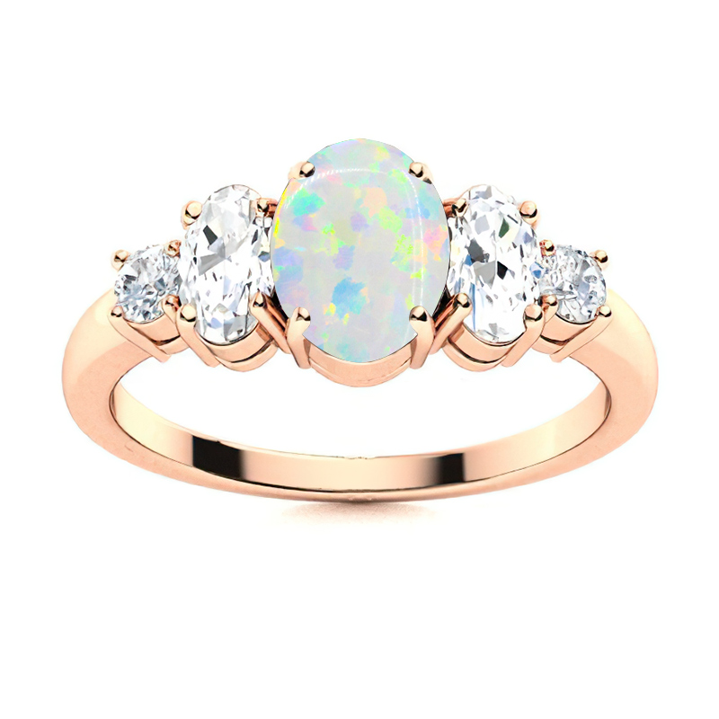 Sotiya Sidestone Opal Oval Cut Engagement Ring Sterling Silver-Sotiya