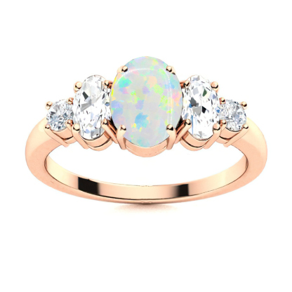 Sotiya Sidestone Opal Oval Cut Engagement Ring Sterling Silver-Sotiya