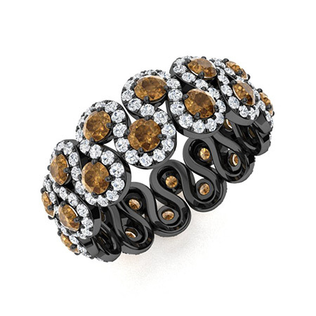 Sotiya S-shaped Round Cut Coffee Eternity Ring Sterling Silver-Sotiya