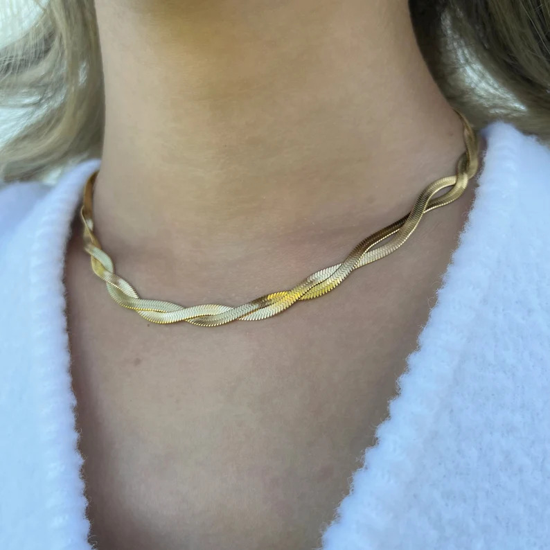 Sotiya Double Cross Omega Necklace Titanium Steel with Gold Plating-Sotiya