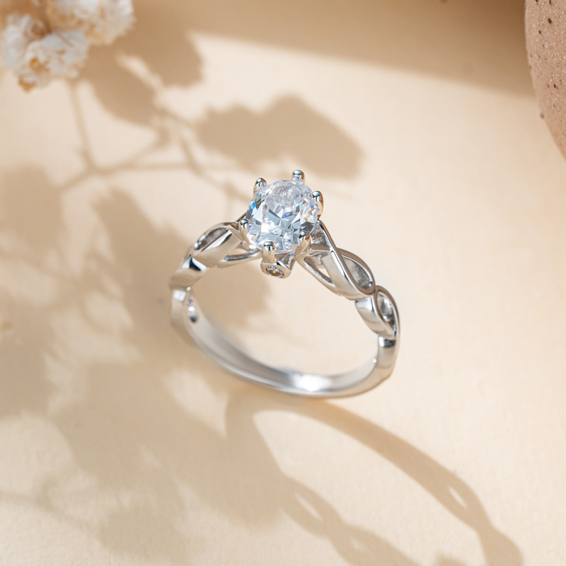 Sotiya Oval Cut Infinity Design Engagement Ring Sterling Silver