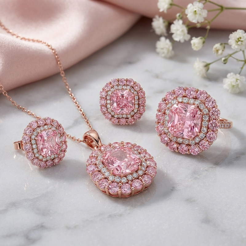 Sotiya Double Halo Amethyst Purple Asscher Cut Jewelry Set Sterling Silver-Sotiya