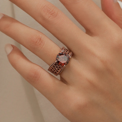 Sotiya Sidestones Round Cut Coffee Engagement Ring Sterling Silver