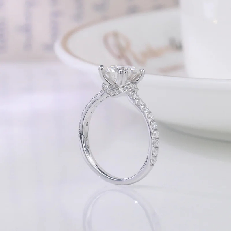 Sotiya Hidden Halo Round Cut Moissanite Engagement Ring Sterling Silver-Sotiya
